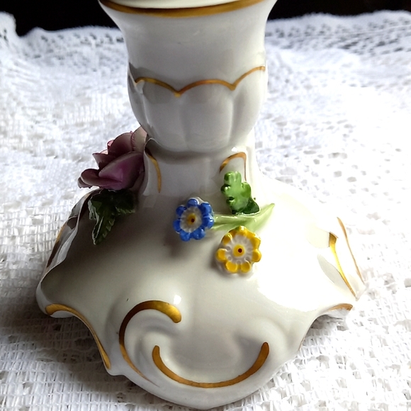 Vintage Dresden hand painted candle sticks - Picture 3 of 8